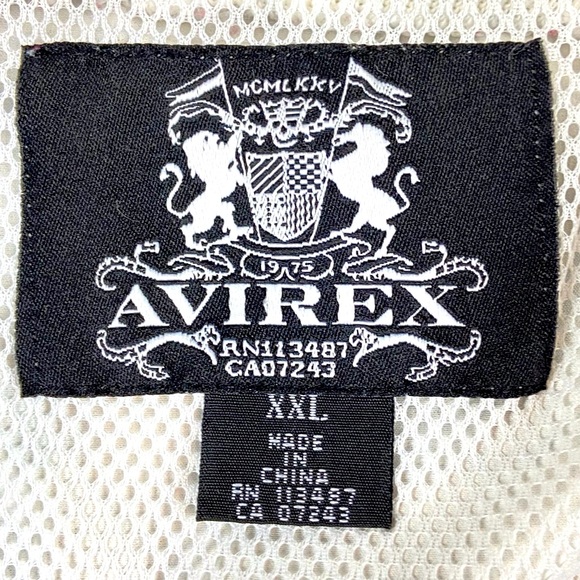 AVIREX 90s Vintage Men’s Hip-Hop Fashion Off White Zip-Up Lightweight Jacket XXL - Picture 5 of 10